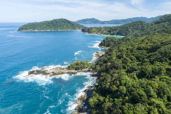 Luftaufnahme Aus Der Vogelperspektive Des Tropischen Meeres Mit Schöner Insel — Stockfoto