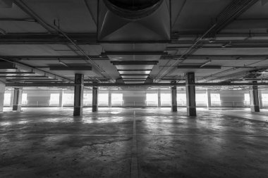 Otopark garaj iç, endüstriyel yapı, boş underground.