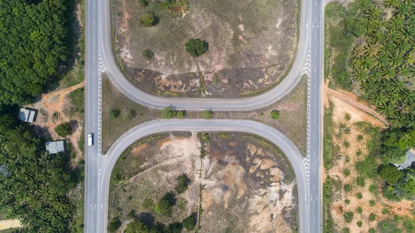 Top view aerial shot of the highway road — Stock Photo, Image