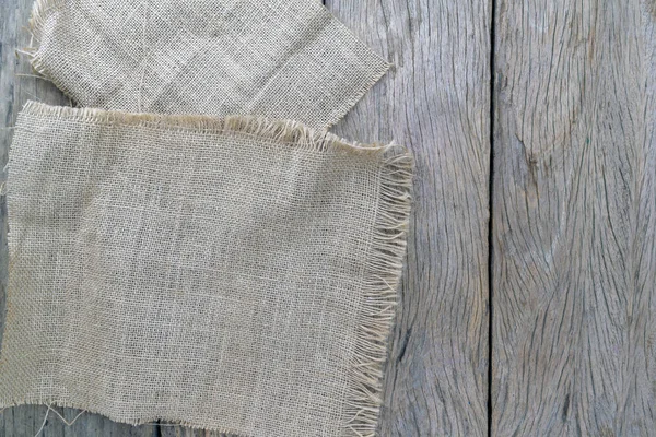 Suelo de madera con saco en el espacio de copia de madera vieja — Foto de Stock