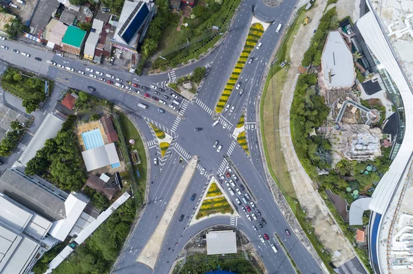 Drones Aerial View yukarıdan yol kavşağı yukarıdan aşağı — Stok fotoğraf