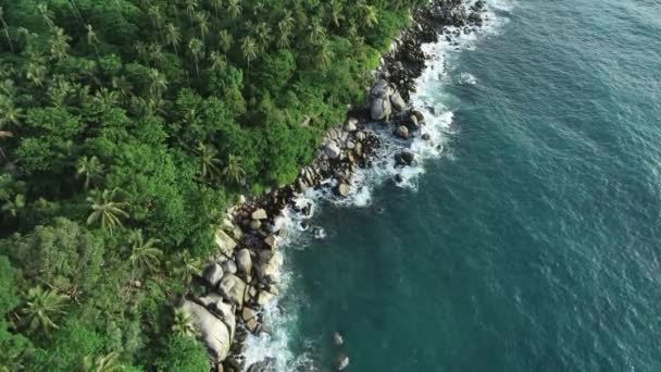 Aerial Drone Video Seashore Sunny Day Beautiful Sea Surface Nature — Stock Video