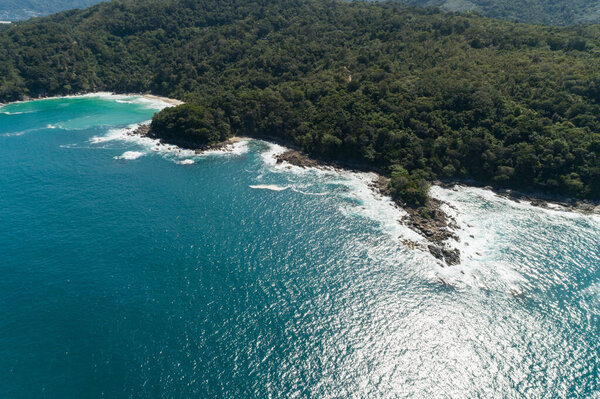 Landscape nature scenery view of Beautiful tropical sea with Sea coast view in summer season image by Aerial view drone shot, high angle view