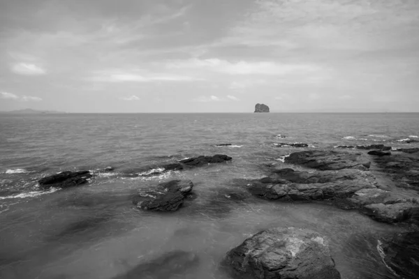 Rocks Sea Black White — Stock Photo, Image