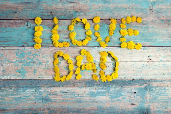 Fondo Del Día Los Padres Con Letras Dientes León Amarillos — Foto de Stock