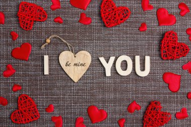 Çul arka plan dekoratif kalpler sevgiyle Bildirgesi. Sevgililer günü kavramı. Düz yatıyordu, en iyi görünümü.