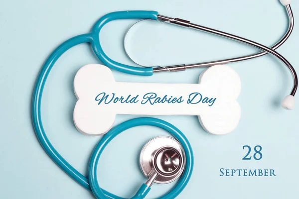 World rabies dag bakgrund med stetoskop och symboliska ben. — Stockfoto