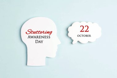 International Stuttering Awareness day, 22 October. Face profile clipart