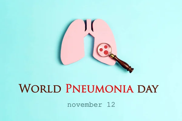 Banner för World Pneumonia Day med lungor och bakterier orsakar d — Stockfoto