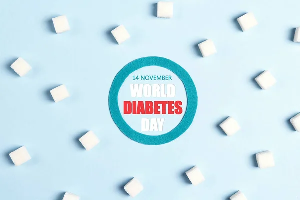 Världsdiabetesdagskoncept med symbol för diabetes och sockerpaj — Stockfoto