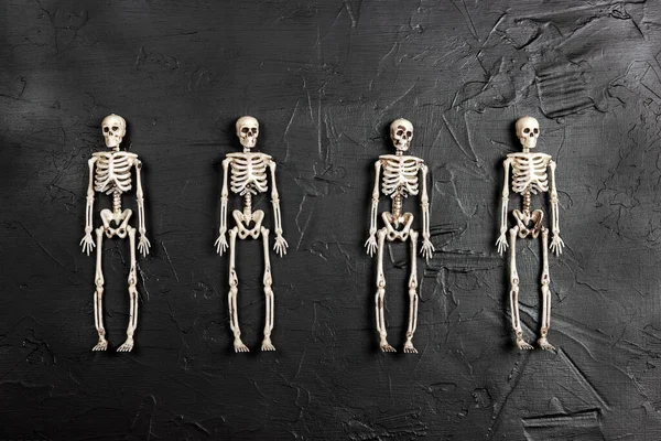 Skelette Auf Schwarzem Hintergrund Hintergrund Halloween — Stockfoto