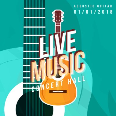 lvie müzik poster ve gitar parti el ilanı şablonu