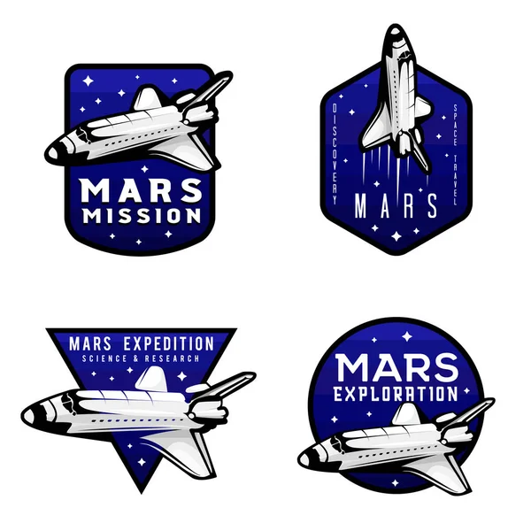Ensemble de logotypes de mission d'exploration mars concepts — Image vectorielle