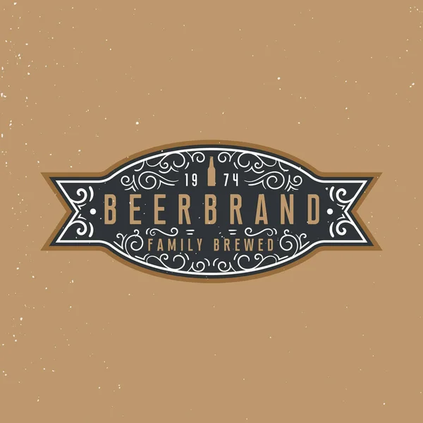 Cerveja rótulo design woth lugar para texto, elementos de ornamento vintage —  Vetores de Stock