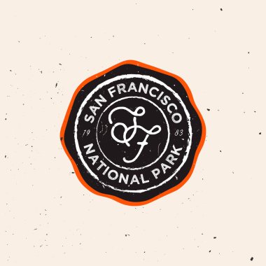 Exploring  nature themed vintage logotype with grunge effect. National parks  outdoor labels clipart