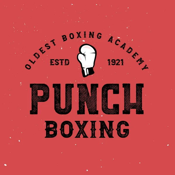 Vintage boxing logos, badges, stickers, labels on red background.