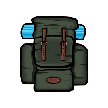 Seyahat sırt çantası vektör gerçekçi çizim, izole sırt çantası