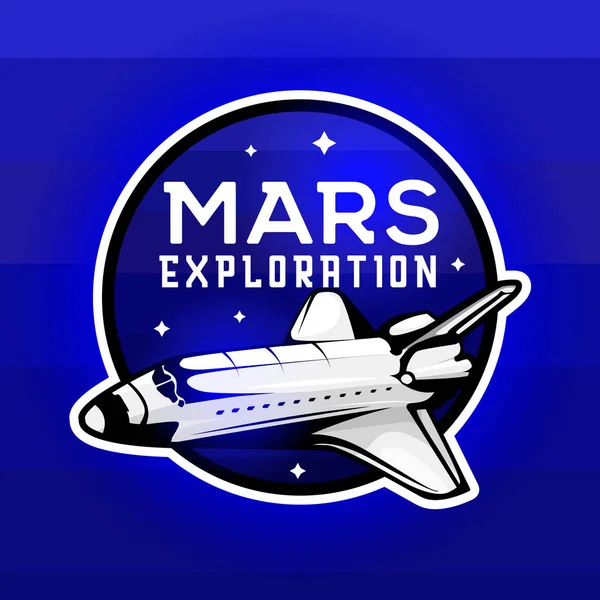 Mars-Expedition-Logo-Konzept mit Space Shuttle — Stockvektor