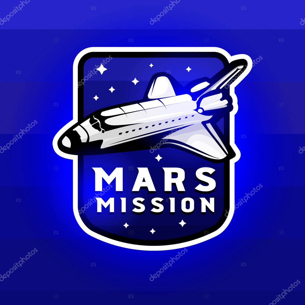 Space mission to Mars vector illustration with space shuttle
