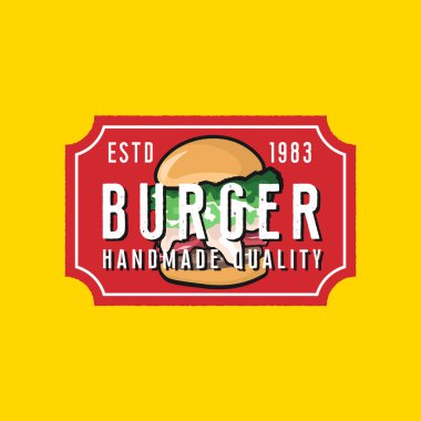 Burgers restoranının logo şablonu klasik tarzda.