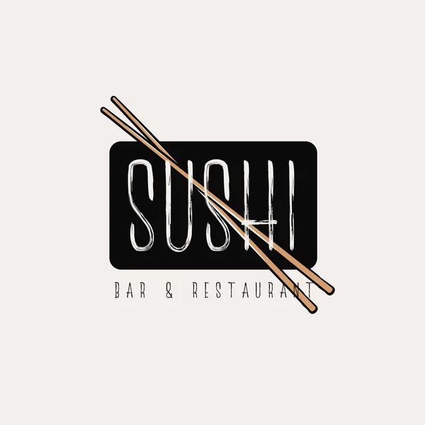 Simple elegant sushi logo concept with crossed chopsticks — Stock Vector
