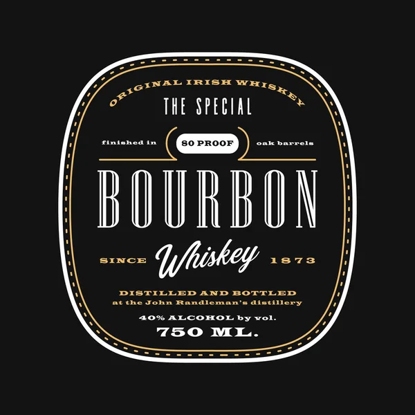 Vintage western alcohol drink label, bourbon whiskey label template blackboard. — Stockový vektor