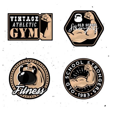 Klasik jimnastik logosu, eski tarz güçlü işaretler.