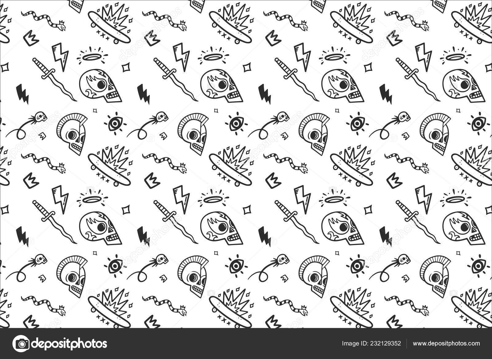 Vector Old School Tattoos Pattern White Background Stock Vector Image by  ©Denisxize #232129352