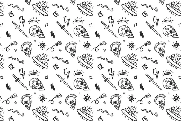 Vector Old School Tattoos Pattern White Background — Stock Vector