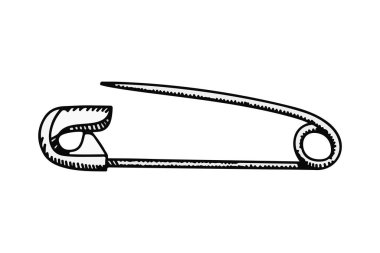 Çengelli iğne doodle vektör çizim beyaz arka plan üzerinde elbise