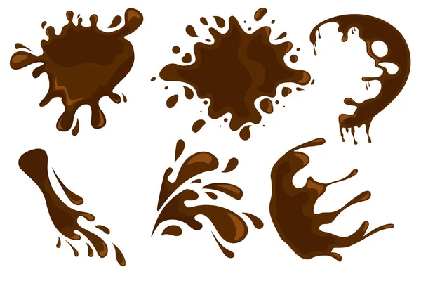 Coffee Chocolate Drips Splashes White Background — Stock Vector