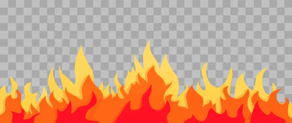 Frame met vlam voor Cartoon brand. Oranje brand grens op transparante achtergrond — Stockvector