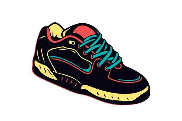 Ilustración aislada creativa de zapatillas de deporte corriendo, caminando, zapatos, fondos de estilo. Icono de elemento de concepto vectorial en estilo de dibujos animados sobre fondo blanco aislado — Archivo Imágenes Vectoriales