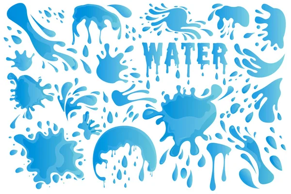 Mavi su damlası veya Splash Set dekor öğesi sıçramasına, yağmur damlası ve gözyaşı damlacık ekleyin. Vektör çizim Eps10 Telifsiz Stok Illüstrasyonlar