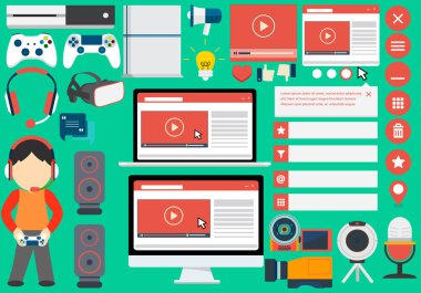 Vektör öğeleri Birliği tarzı düz Blogger koleksiyonu