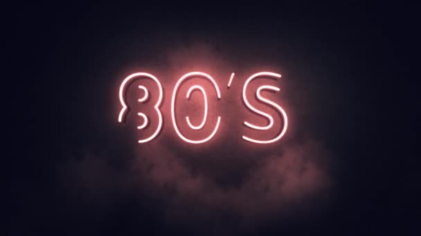 Värma 80S Neon Skylt Lights Logo Text Glödande Multicolor Natt — Stockvideo