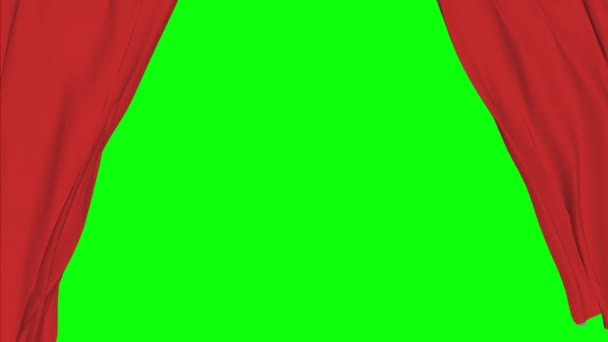Red Silk Theatre Stand Closing Curtain Green Screen Background — Stock Video