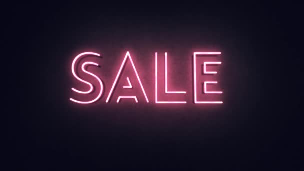 Sale Neon Light Dark Wall Sale Banner Night Club Bar — Stock Video