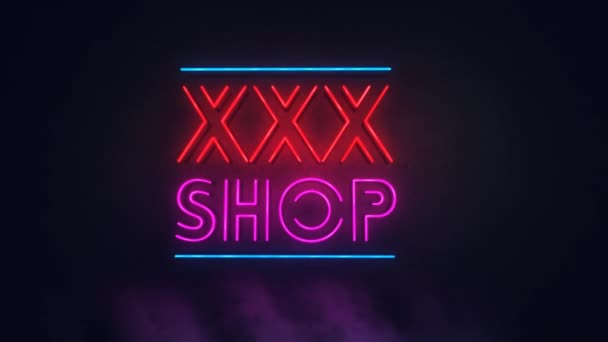 Sex Shop Xxx Neon Teken Lichten Logo Tekst Gloeiende Multicolor — Stockvideo