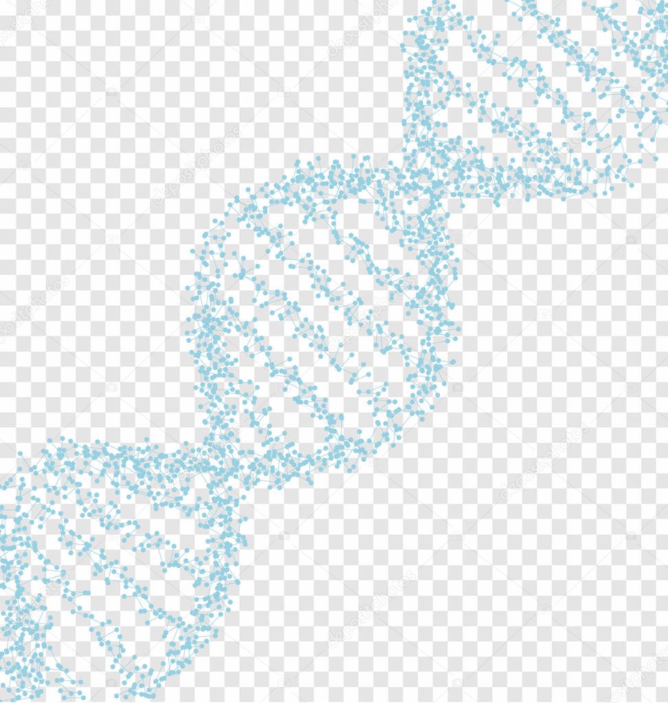 Concept of Blue DNA with polygon line on 