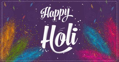 Mutlu Holi vektör renkli el ilanı kavramı