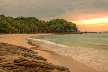 Tropical Sandy Beach Under The Sunset Sky, Thailand