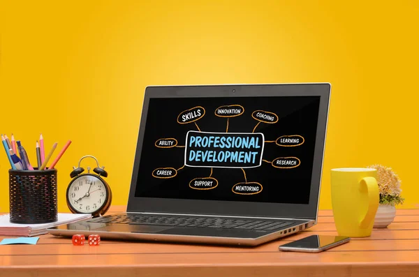 Professional development on a laptop with saturated background — Stock Photo, Image