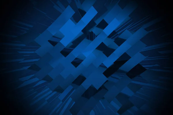 Αφηρημένη 3d απεικόνιση του φόντο μπλε κουτιά, τεχνολογικό θέμα — Φωτογραφία Αρχείου