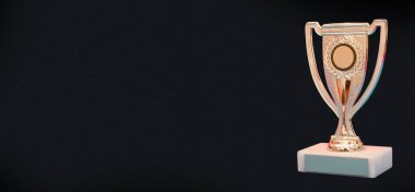 Kazanan Kupa ödüllü afiş, siyah arkaplan üzerine başarı konsepti