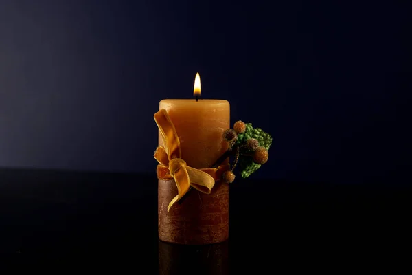 Best Burning Candle Stock Photo on dark background, party calibration concept — Stock Photo, Image