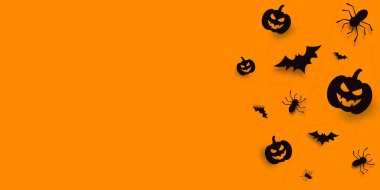 Mutlu Cadılar Bayramı tabelası ve kabaklı tema illüstrasyonu