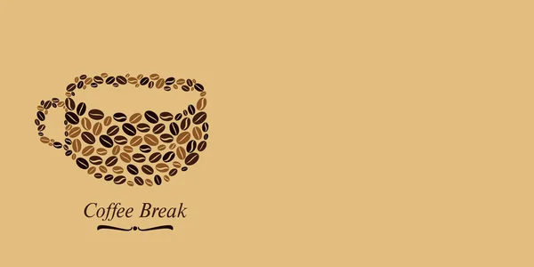 Padrão sem costura com banner de ilustração de grãos de café com espaço de cópia — Fotografia de Stock