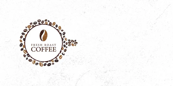 Text čerstvé pražené kávy a bezešvé vzor s fazolemi Ilustrace banner — Stock fotografie