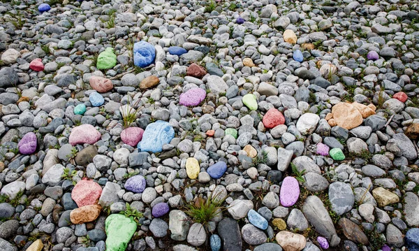 Pequeña textura de piedra de bosque multicolor fondo vista superior foto para su telón de fondo — Foto de Stock
